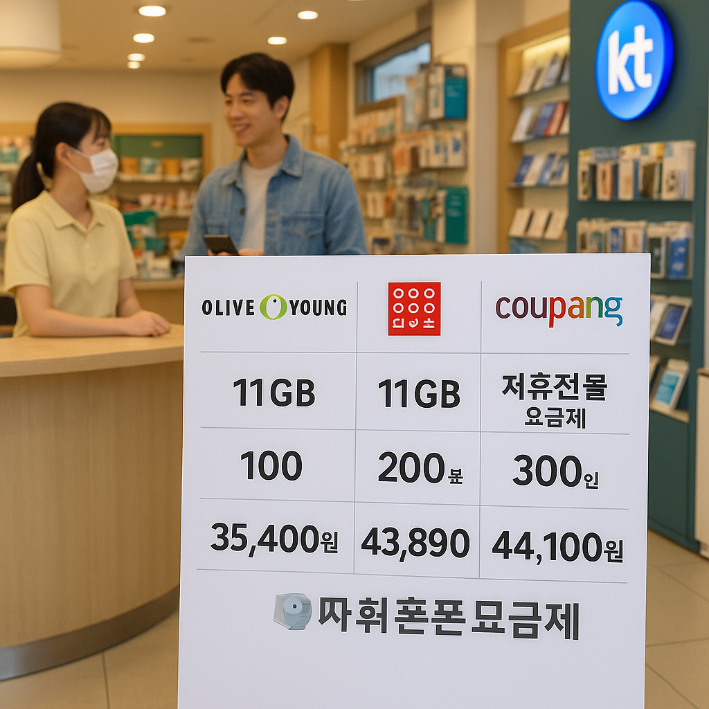 올리브영·다이소·쿠팡 제휴 선불폰 요금제 혜택 비교